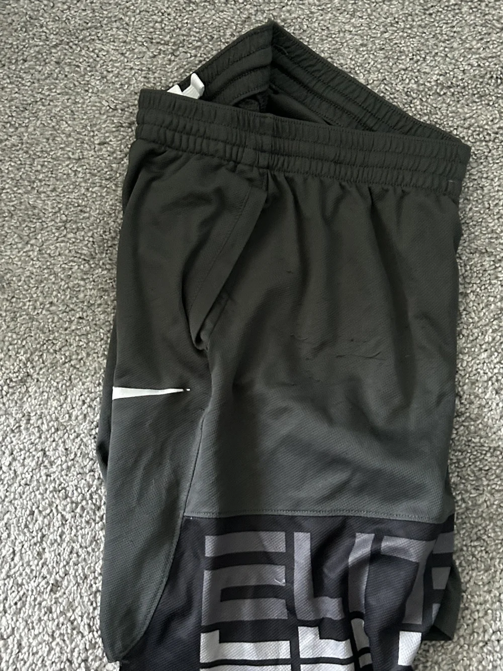 Nike Men’s Black Athletic Shorts with White Swoosh
